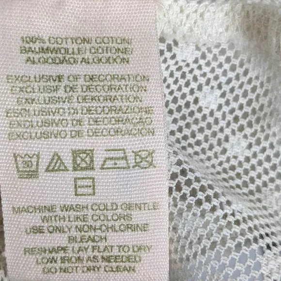 Free People Ivory Lace Long Sleeve Embroidered Blouse Size XS - Picture 9 of 10